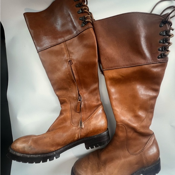 Cole Hahn Tall Boots Cole Haan Brown Leather Arlington tie back Riding Boots 8 - Picture 16 of 16